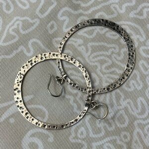 Hammered sterling silver hoop earrings